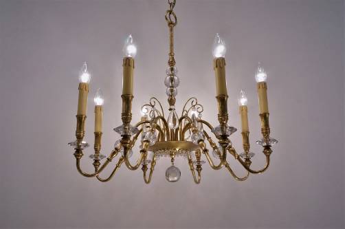 Maison Bagues style chandelier, bronze & crystal, 1940`s ca, French